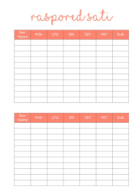 Planer za školu - besplatni predlošci