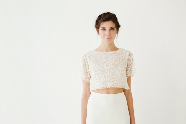 crop top wedding dress separates by sarah seven at the dress theory
