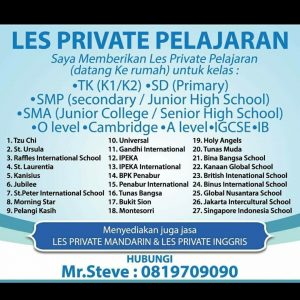 Penyalur tutor les privat international school jakarta