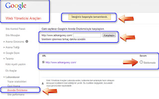 Web araçlarında site kontroli