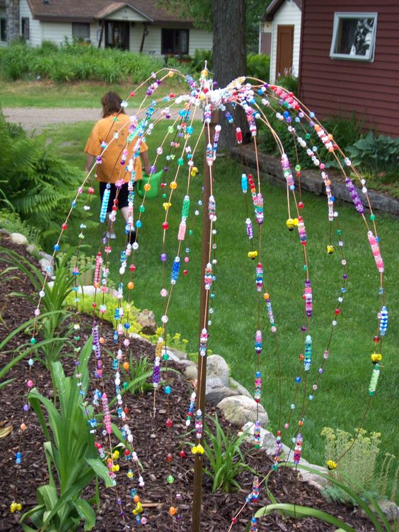 garden crafts projects glass bead kids diy beads wire tree jardin flowers outdoor beaded decor ning backyard api source fairy