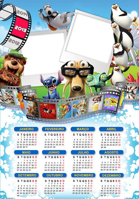Calendário Infantil Com Personagens de Filmes de Animação para Imprimir ...