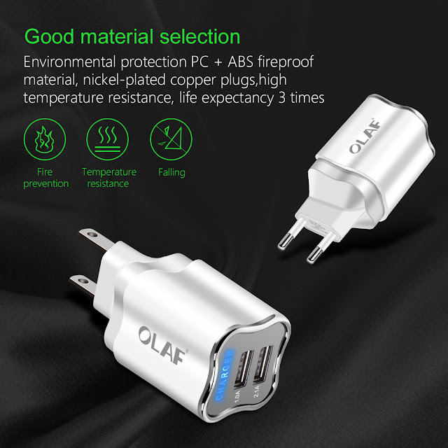 Olaf Dual USB Phone Charger EU/US Plug LED Light 5V 2.1A Fast Charging Adapter for iPhone X fpr Samsung Xiaomi Olaf Dual USB Phone Charger EU/US Plug LED Light 5V 2.1A Fast Charging Adapter for iPhone X fpr Samsung Xiaomi
