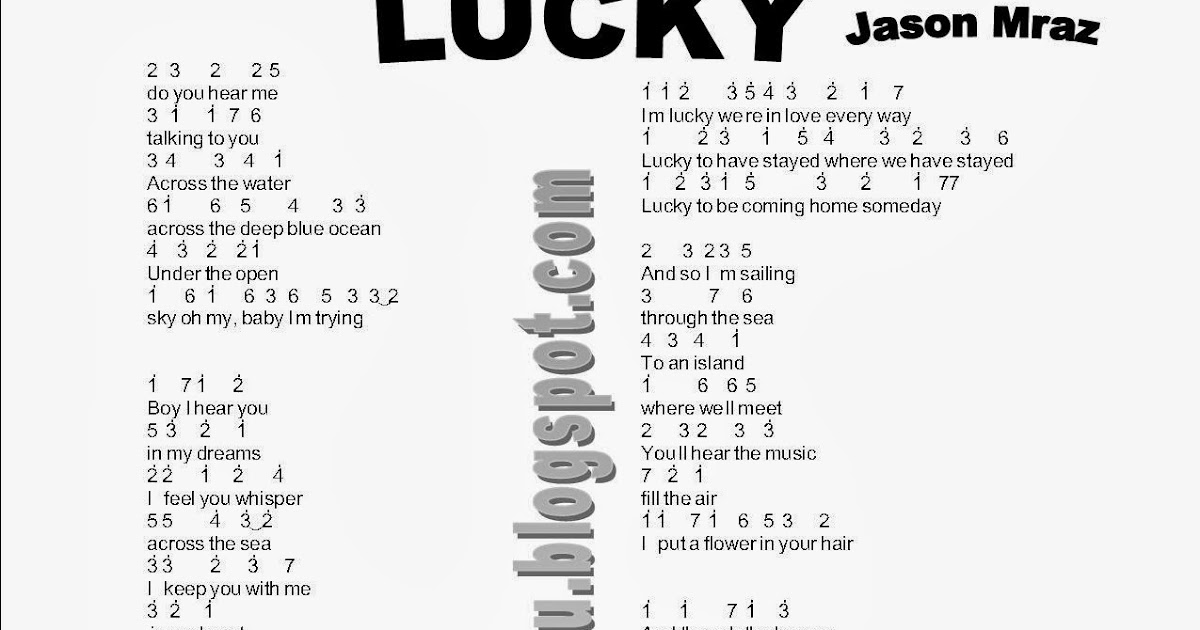 Jason Mraz Lucky Notasi Angka Not Angka Lagu