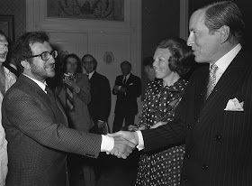 Berio at a formal appearance in The Hague in 1972, pictured with Princess Beatrix and Prince Claus of The Netherlands