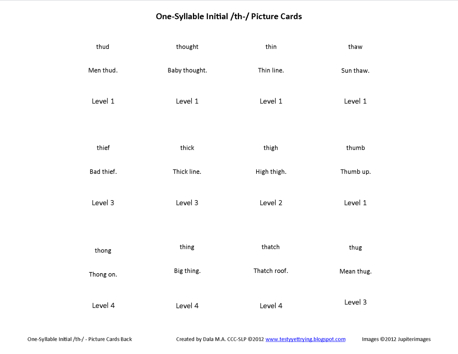 Testy yet trying Initial TH (voiceless) Free Speech Therapy