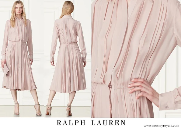 Crown Princess Victoria wore Ralph Lauren Maxine Pleated Silk Shirtdress