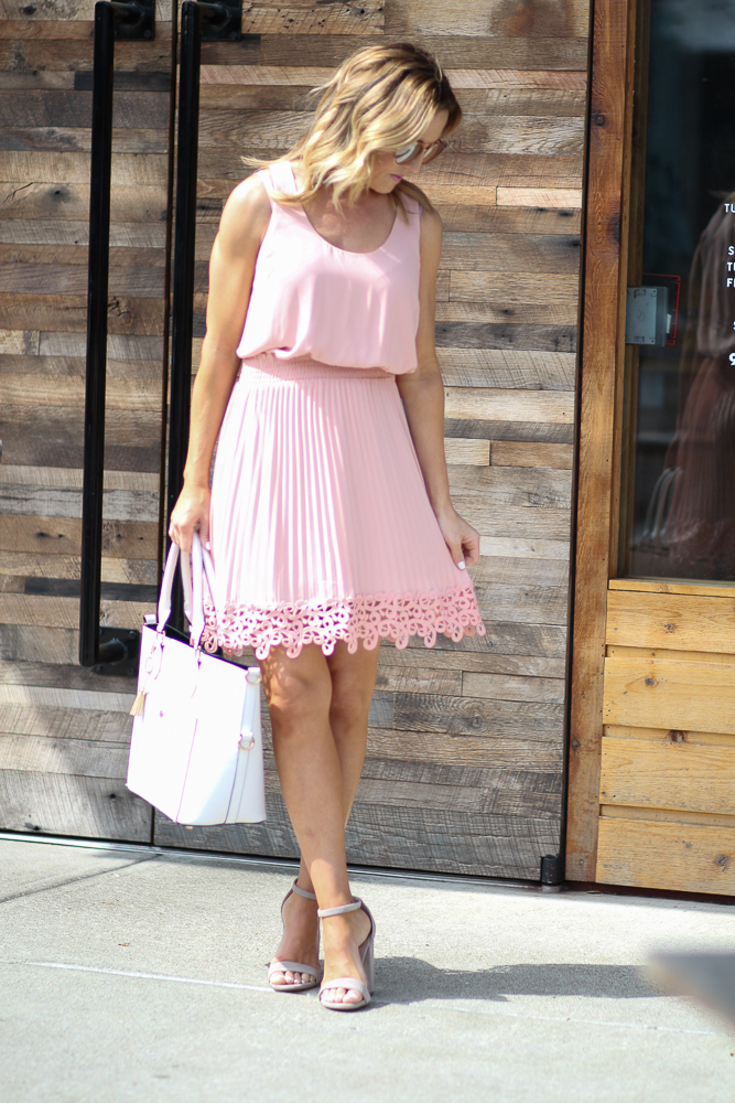 Two Peas in a Blog Pink pleated dress + Spring/Easter Dresses
