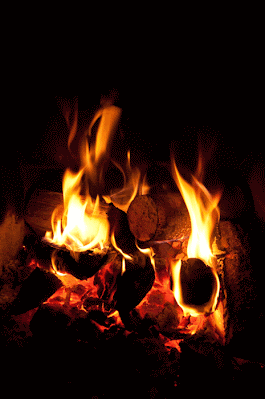 A imagem mostra uma fogueira que representa o fogo e amor.
