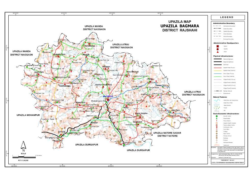 Bagmara Upazila Map Rajshahi District Bangladesh