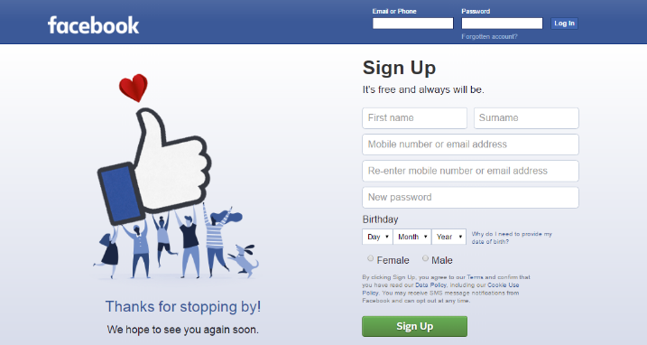 facebook log in