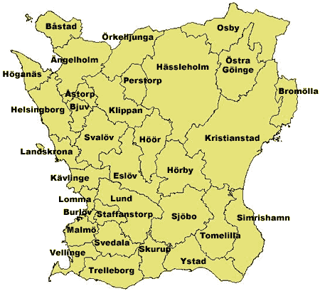Karta över Skåne Regionen | Karta över Sverige, Geografisk, Fysisk