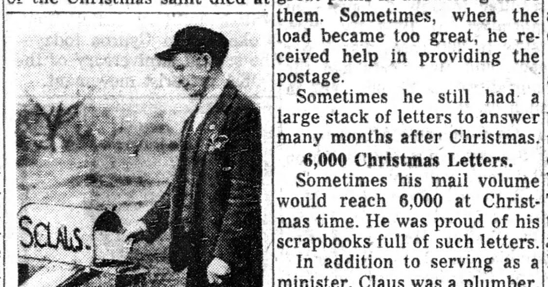 GeneaMusings Santa in the News The 1957 Obituary of Santa Claus in Missouri