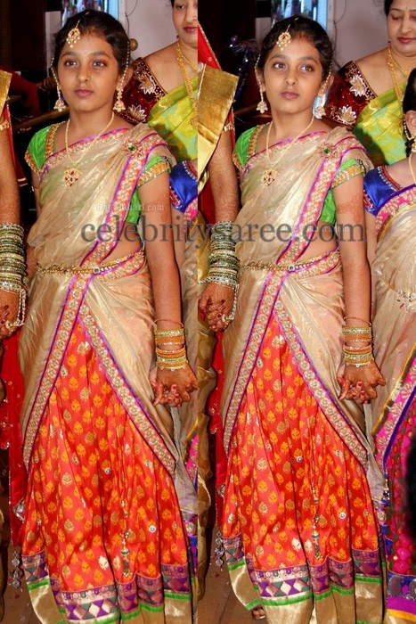 Girl in Benaras Uppada Half Sari - Saree Blouse Patterns