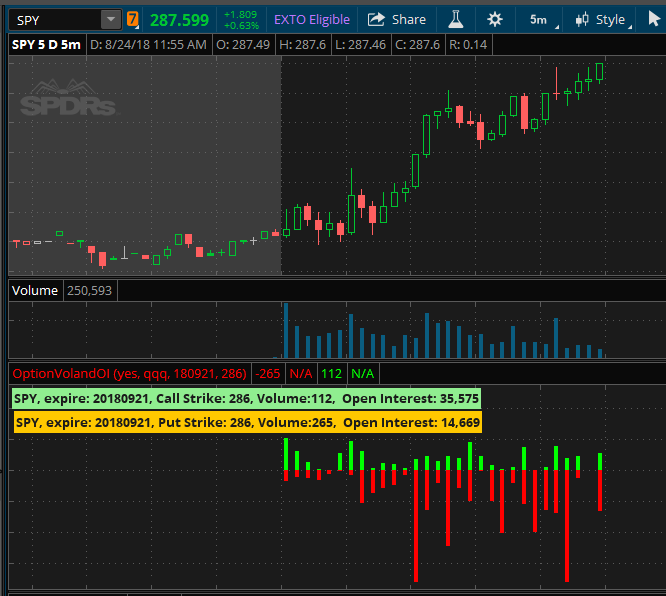Stock Option Volume and Open Interest indicator for Thinkorswim