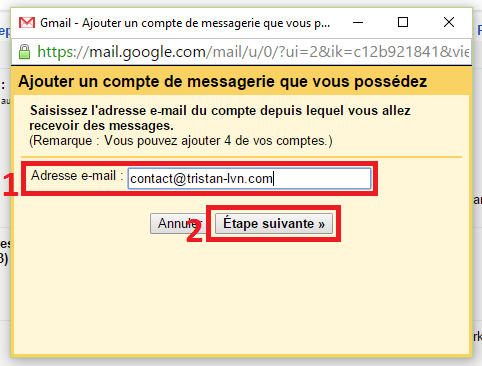 Ajout de l'adresse mail OVH à redirigé vers Gmail