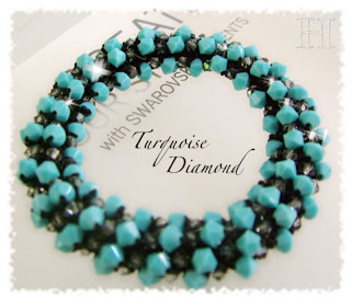 Turquoise Diamond Swarovski Crochet Bangle