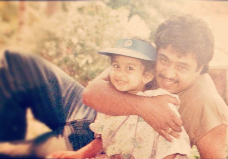 South Indian Actress Aishwarya Arjun Childhood Pic with Father South Indian Actor Arjun Sarja | South Indian Actress Aishwarya Arjun Childhood Photos | Real-Life Photos