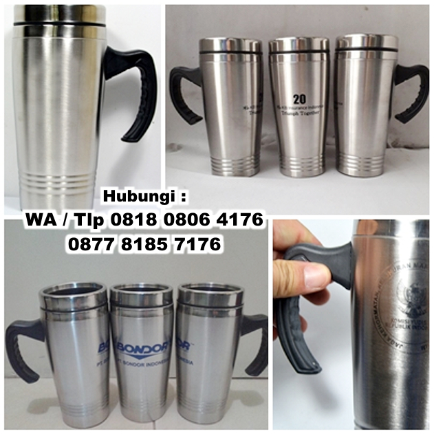 Jual Souvenir Mug tumbler stainless 3 garis Barang Promosi, Mug