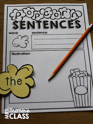 Popcorn Words activity pack featuring 100 sight words, anchor chart, Word Wall, building words activities, writing activities, and more! Editable! Packed with fun literacy ideas and hands on activities. Common Core aligned. PreK-1 #popcornwords #sightwords #kindergarten #wordwork #1stgrade #literacy