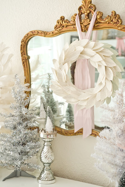 Pink and White Christmas Dining Room
