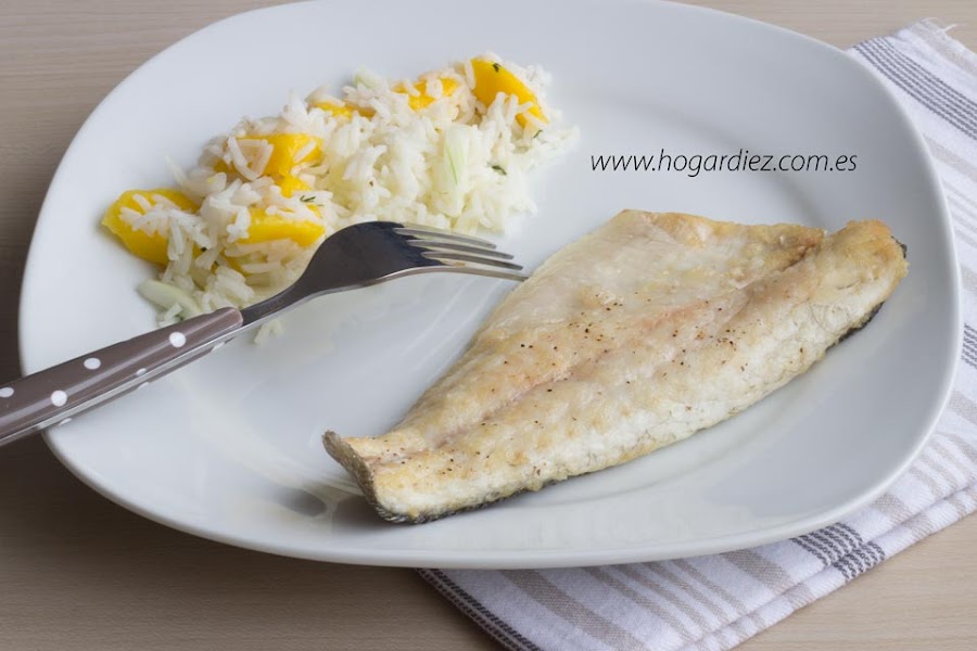Lubina con ensalada de mango