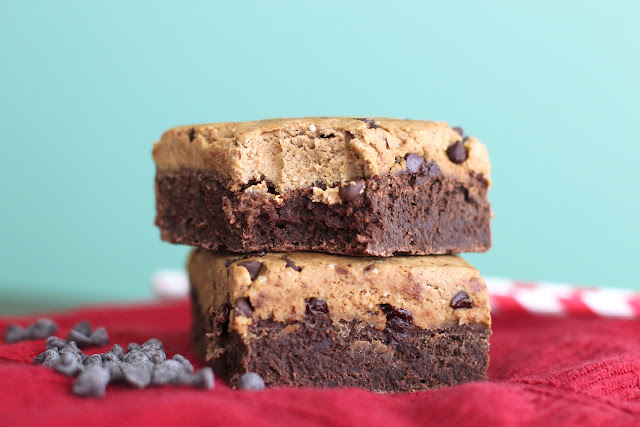 These deliciously healthy Cookie Dough Brownies are actually GOOD FOR YOU! They're whole grain, refined sugar free, gluten free, dairy free, and vegan. | Desserts With Benefits Blog