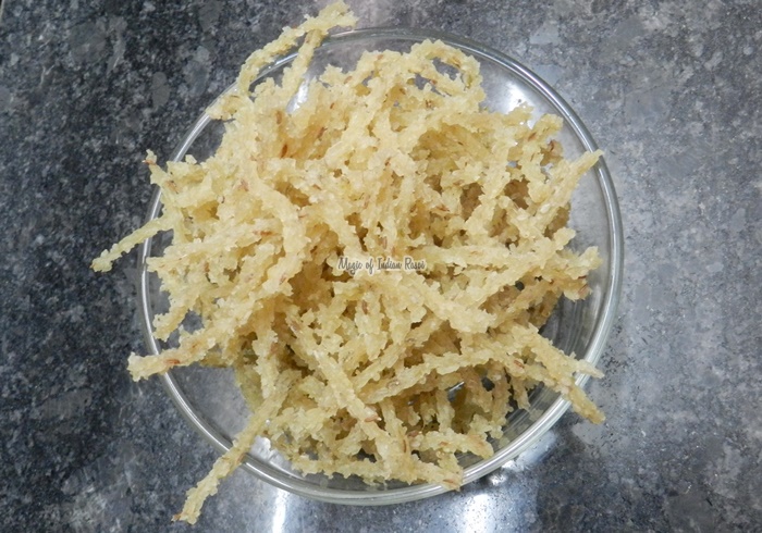 Rice Wafers or Chips Recipe is a very easy recipe with few ingredients and efforts involved. It is unlike the potato or banana chips which involve peeling, slicing. This recipe just involves rice and few spices/masala. You will need one Kitchen Press Grater/Maker for Indian Snakes / Murukku / Sev with star shape attachment.