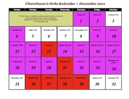 Ordo Kalendar for February 2012