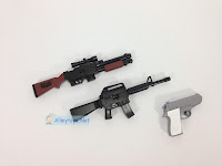Look real toy guns - the rifle, the pistol, and the shotgun