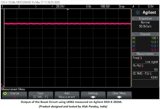 Output of the Boost Circuit using L6562