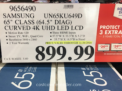 Costco 9656490 - Deal for the Samsung UN65KU649 65 inch curved tv at Costco