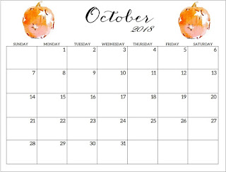 Free Printable Calendar October 2018