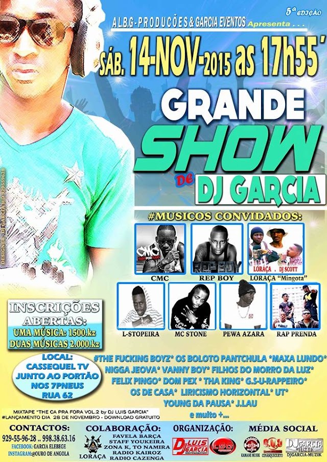 GRANDE SHOW DE DJ GARCIA SAB. 14 DE NOV. // KASSEQUEL TERRA VERMELHA // INSCRIÇÕES ABERTAS 