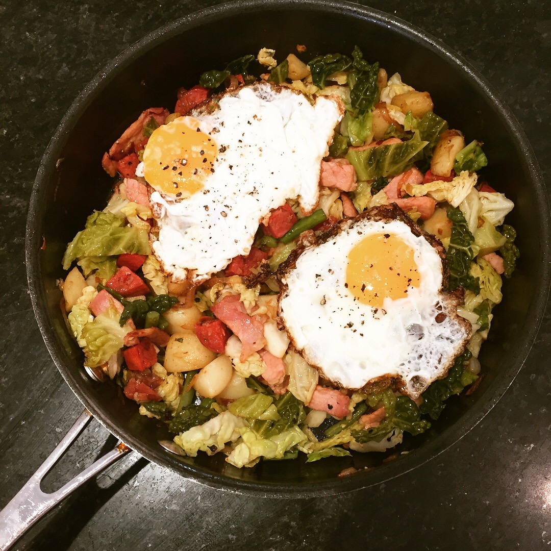Chorizo and Cabbage Hash