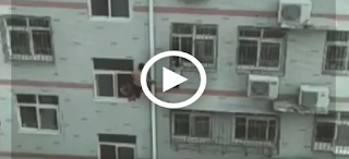 Man Saves Little Girls Life From Hanging on Fourth Floor Window Using a Broom