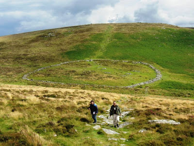 View down to remains of Bronze Age settlement