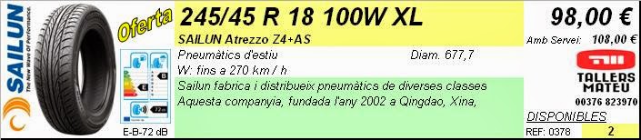 Tallers Mateu: 245/45 R 18 100W XL SAILUN Atrezzo Z4+AS