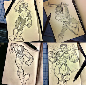 Tracy Tubera 2013 Sketch A Day - Green Lantern Hal Jordan, Nightwing, The Flash & Shazam