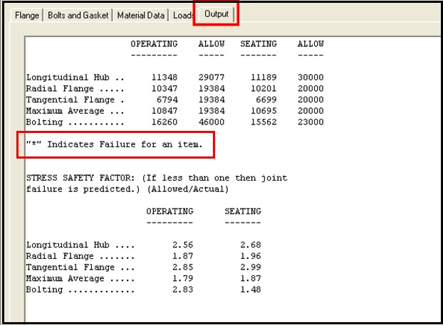 Output Data in Caesar II Flange Leakage Checking Module