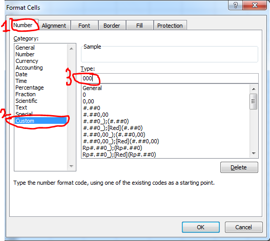 CARA MEMBUAT 001 DI EXCEL