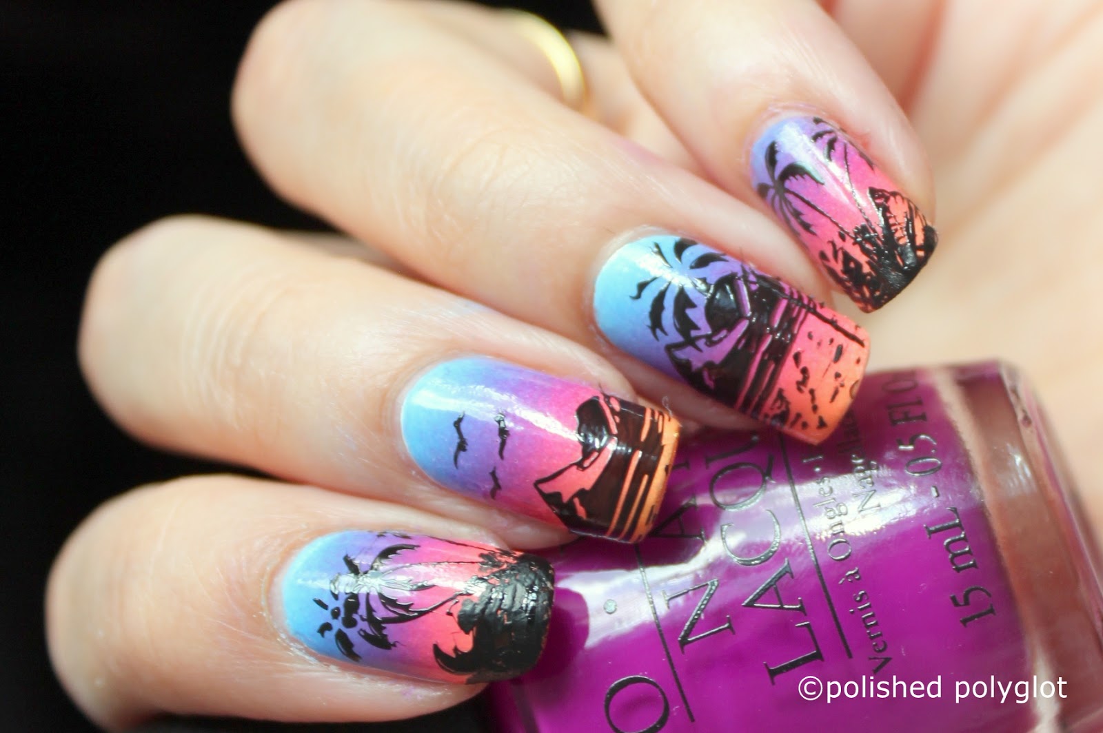 sunrise nail art design