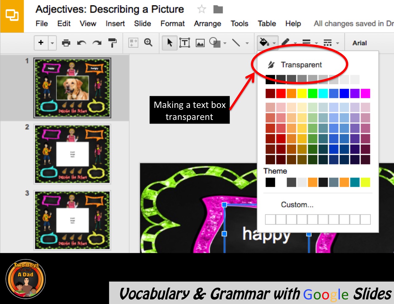 Teaching vocabulary and grammar with Google Slides