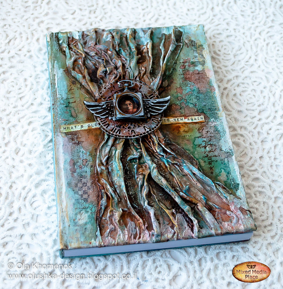 LikeArtStudio by Ola Khomenok Mixed Media altered notebook cover + video tutorial. Mixed Media