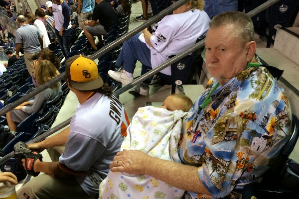 Reef Indy finally falls asleep for a much needed nap in the 5th inning. - Oma Loves U!