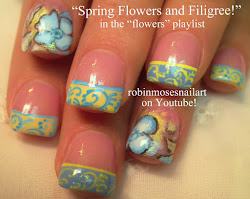 nail filigree nails spring flowers moses robin pastel rocker
