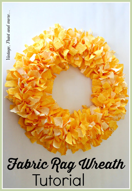 diy wreath made with strips of fabric