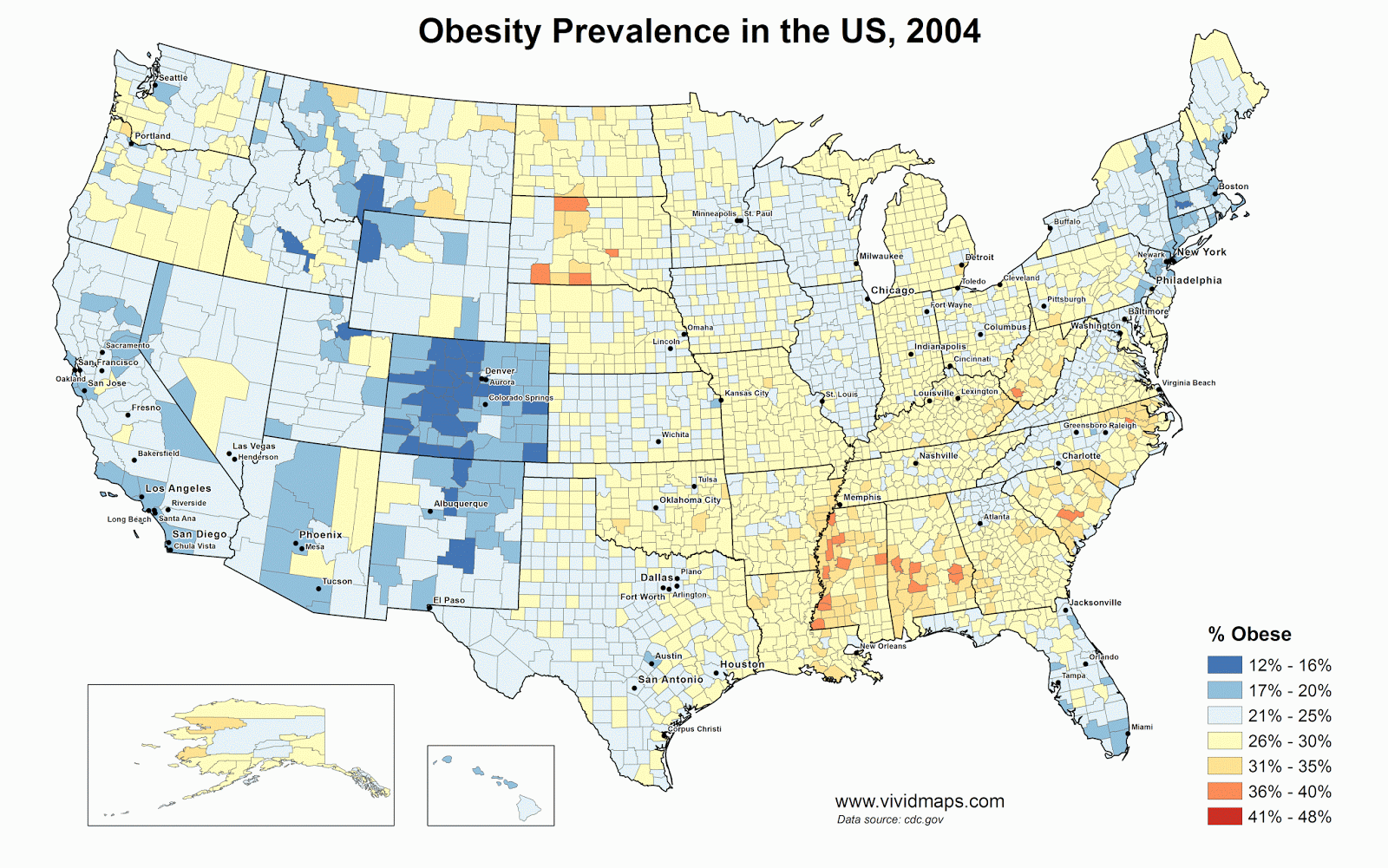 Obesity prevalence in the United States (2004 - 2013)