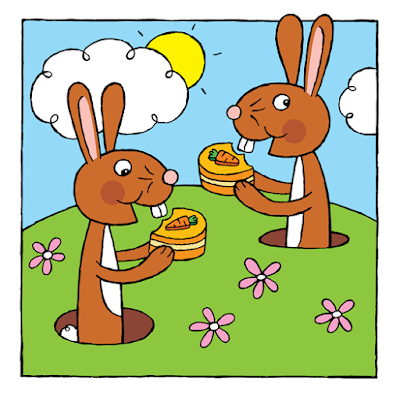 Picture of rabbits eating carrot cake from my kindle children's picture book