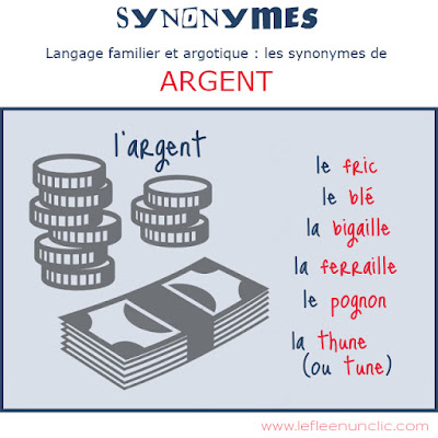 langage familier et agortique, les synonymes de "argent", FLE, vocabulaire, le FLE en un 'clic'